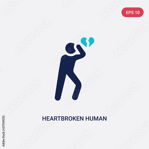 two color heartbroken human vector icon from feelings concept. isolated blue heartbroken human vector sign symbol can be use for web, mobile and logo. eps 10