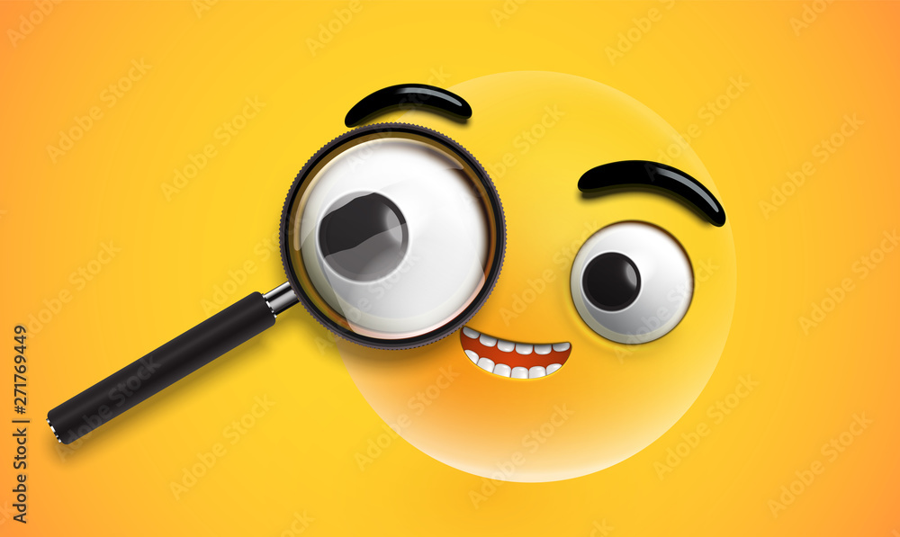 custom made wallpaper toronto digitalYellow high detailed emoticon with a realistic magnifyer, vector illustration