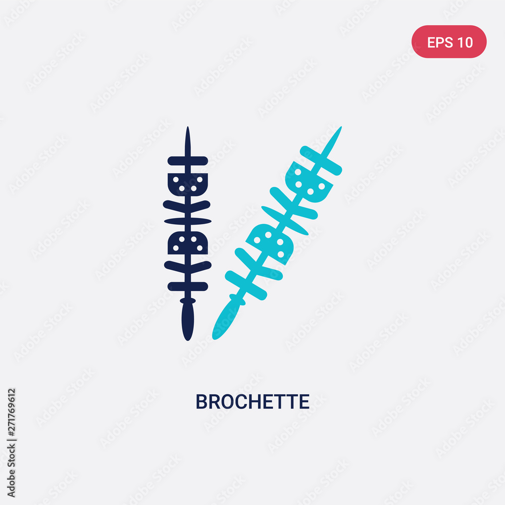two color brochette vector icon from food concept. isolated blue brochette vector sign symbol can be use for web, mobile and logo. eps 10