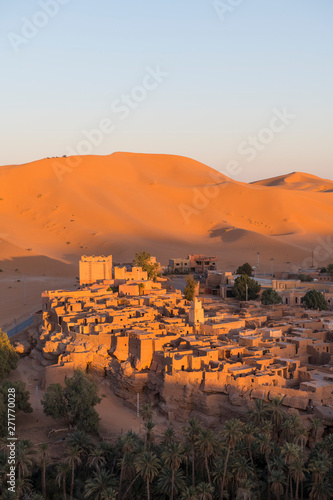 View over the Oasis of Taghit, western Algeria photo