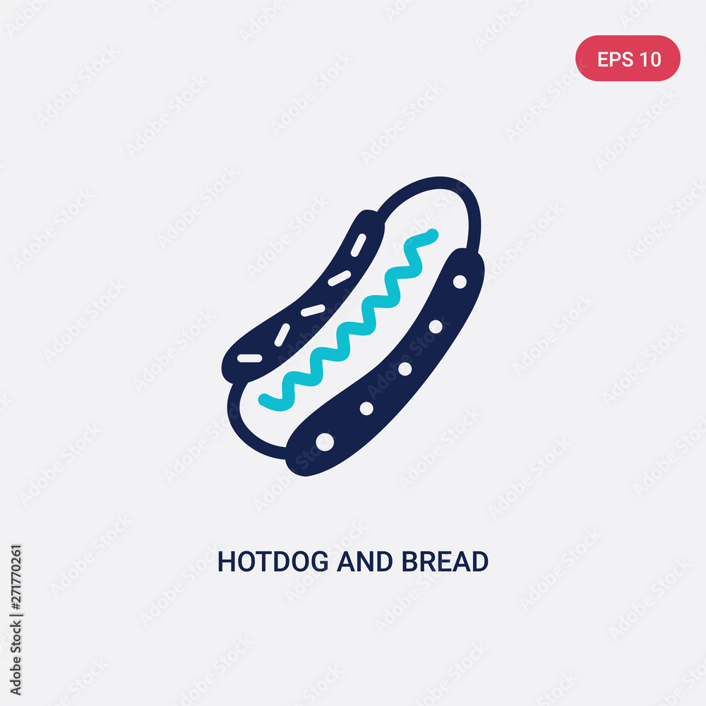 two color hotdog and bread vector icon from food concept. isolated blue hotdog and bread vector sign symbol can be use for web, mobile and logo. eps 10