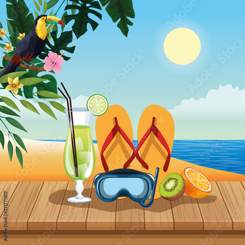 Summer vacations and beach cartoons