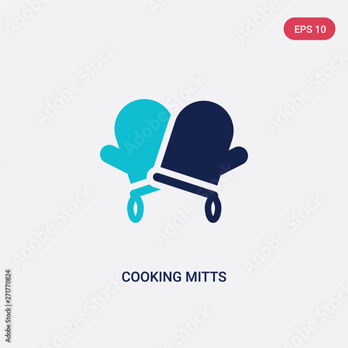 two color cooking mitts vector icon from food concept. isolated blue cooking mitts vector sign symbol can be use for web, mobile and logo. eps 10