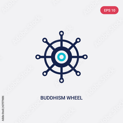 two color buddhism wheel vector icon from food concept. isolated blue buddhism wheel vector sign symbol can be use for web, mobile and logo. eps 10