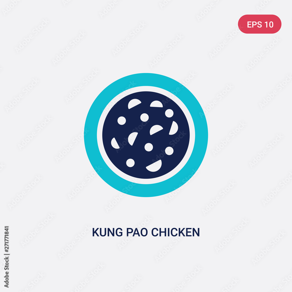 two color kung pao chicken vector icon from food and restaurant concept. isolated blue kung pao chicken vector sign symbol can be use for web, mobile and logo. eps 10
