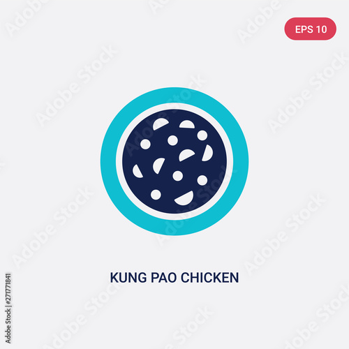 two color kung pao chicken vector icon from food and restaurant concept. isolated blue kung pao chicken vector sign symbol can be use for web, mobile and logo. eps 10