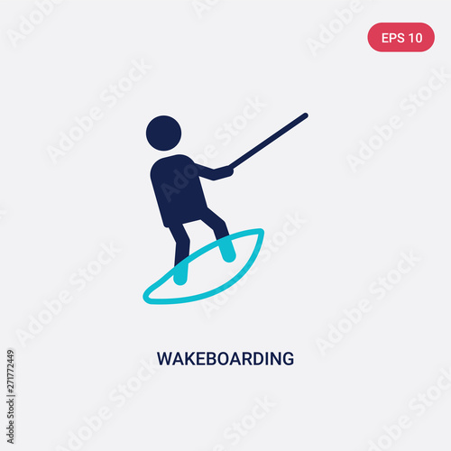 two color wakeboarding vector icon from free time concept. isolated blue wakeboarding vector sign symbol can be use for web, mobile and logo. eps 10