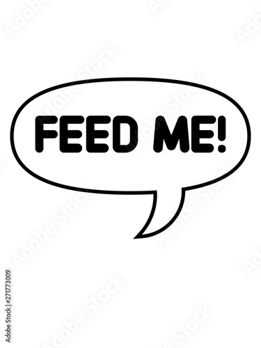 comic sprechblase cartoon feed me fett dick übergewicht logo füttere mich essen hunger launisch haustier freundin frau mädchen koch restaurant chef schürze küche kochen design