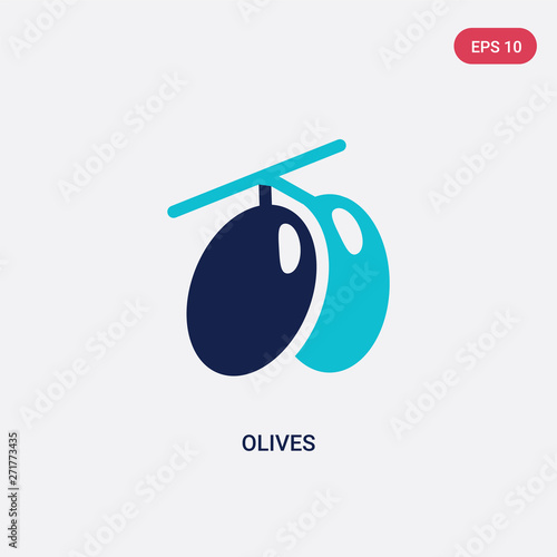 two color olives vector icon from fruits concept. isolated blue olives vector sign symbol can be use for web, mobile and logo. eps 10
