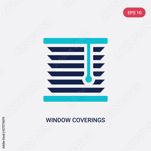 two color window coverings vector icon from furniture and household concept. isolated blue window coverings vector sign symbol can be use for web, mobile and logo. eps 10