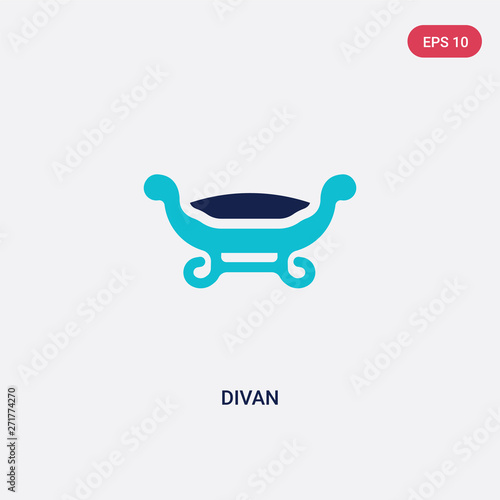 two color divan vector icon from furniture concept. isolated blue divan vector sign symbol can be use for web, mobile and logo. eps 10