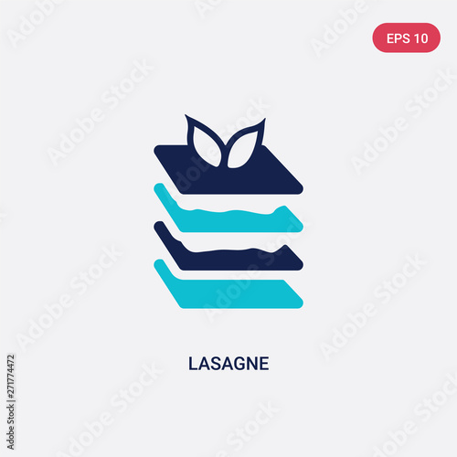 two color lasagne vector icon from gastronomy concept. isolated blue lasagne vector sign symbol can be use for web, mobile and logo. eps 10