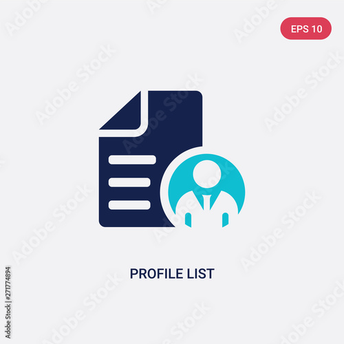 two color profile list vector icon from general concept. isolated blue profile list vector sign symbol can be use for web, mobile and logo. eps 10