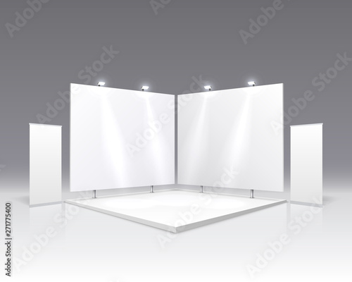 Scene show Podium for presentations on the gray background.