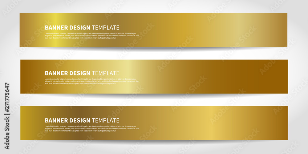 Fototapeta premium Vector banners with abstract gold background. Golden Website headers