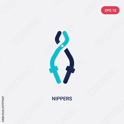 two color nippers vector icon from general concept. isolated blue nippers vector sign symbol can be use for web, mobile and logo. eps 10