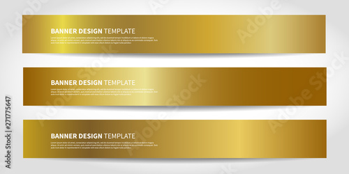 Vector banners with abstract gold background. Golden Website headers