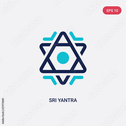two color sri yantra vector icon from geometry concept. isolated blue sri yantra vector sign symbol can be use for web, mobile and logo. eps 10