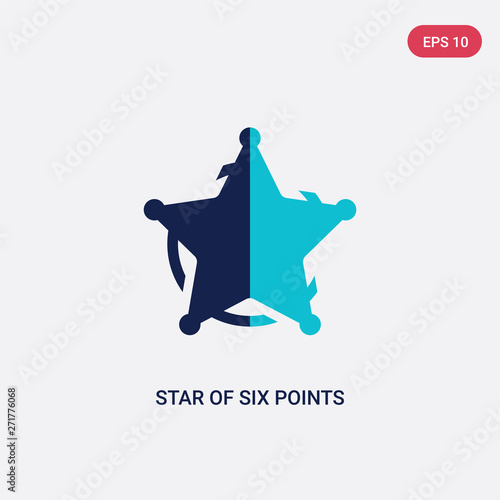 two color star of six points vector icon from geometry concept. isolated blue star of six points vector sign symbol can be use for web, mobile and logo. eps 10 photo