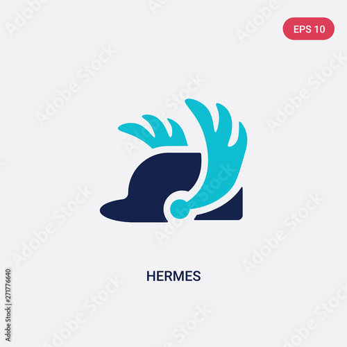 two color hermes vector icon from greece concept. isolated blue hermes vector sign symbol can be use for web, mobile and logo. eps 10