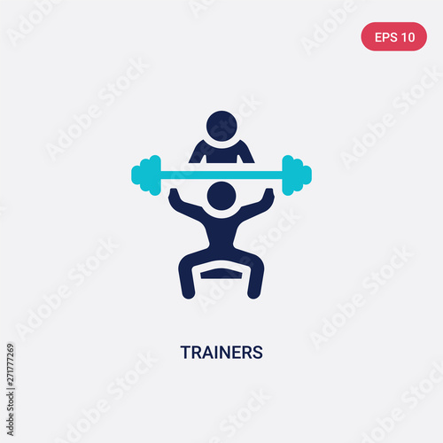two color trainers vector icon from gym and fitness concept. isolated blue trainers vector sign symbol can be use for web, mobile and logo. eps 10