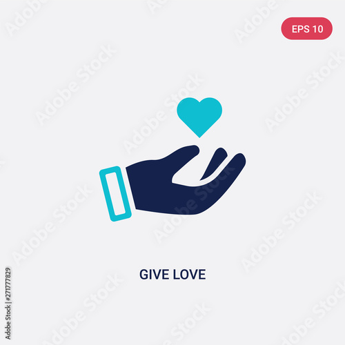 two color give love vector icon from hands and gestures concept. isolated blue give love vector sign symbol can be use for web, mobile and logo. eps 10