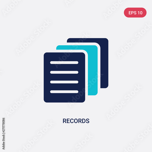two color records vector icon from health concept. isolated blue records vector sign symbol can be use for web, mobile and logo. eps 10