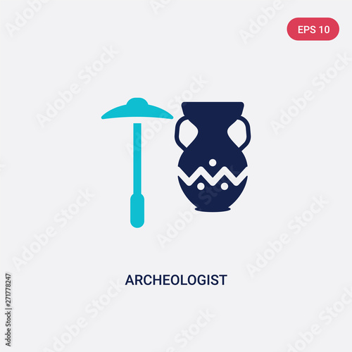 two color archeologist vector icon from history concept. isolated blue archeologist vector sign symbol can be use for web, mobile and logo. eps 10