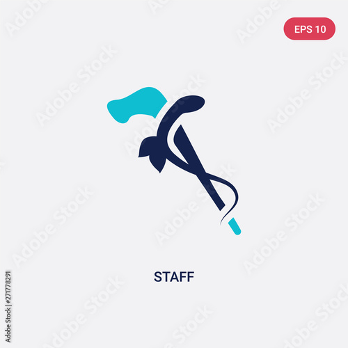 two color staff vector icon from history concept. isolated blue staff vector sign symbol can be use for web, mobile and logo. eps 10