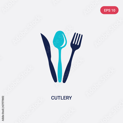 two color cutlery vector icon from hotel concept. isolated blue cutlery vector sign symbol can be use for web, mobile and logo. eps 10