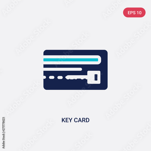 two color key card vector icon from hotel concept. isolated blue key card vector sign symbol can be use for web, mobile and logo. eps 10