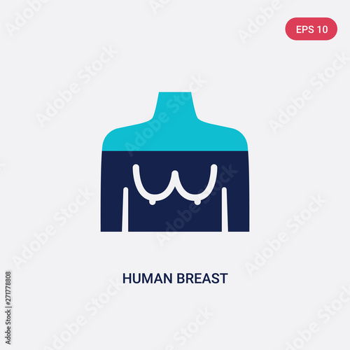 two color human breast vector icon from human body parts concept. isolated blue human breast vector sign symbol can be use for web, mobile and logo. eps 10