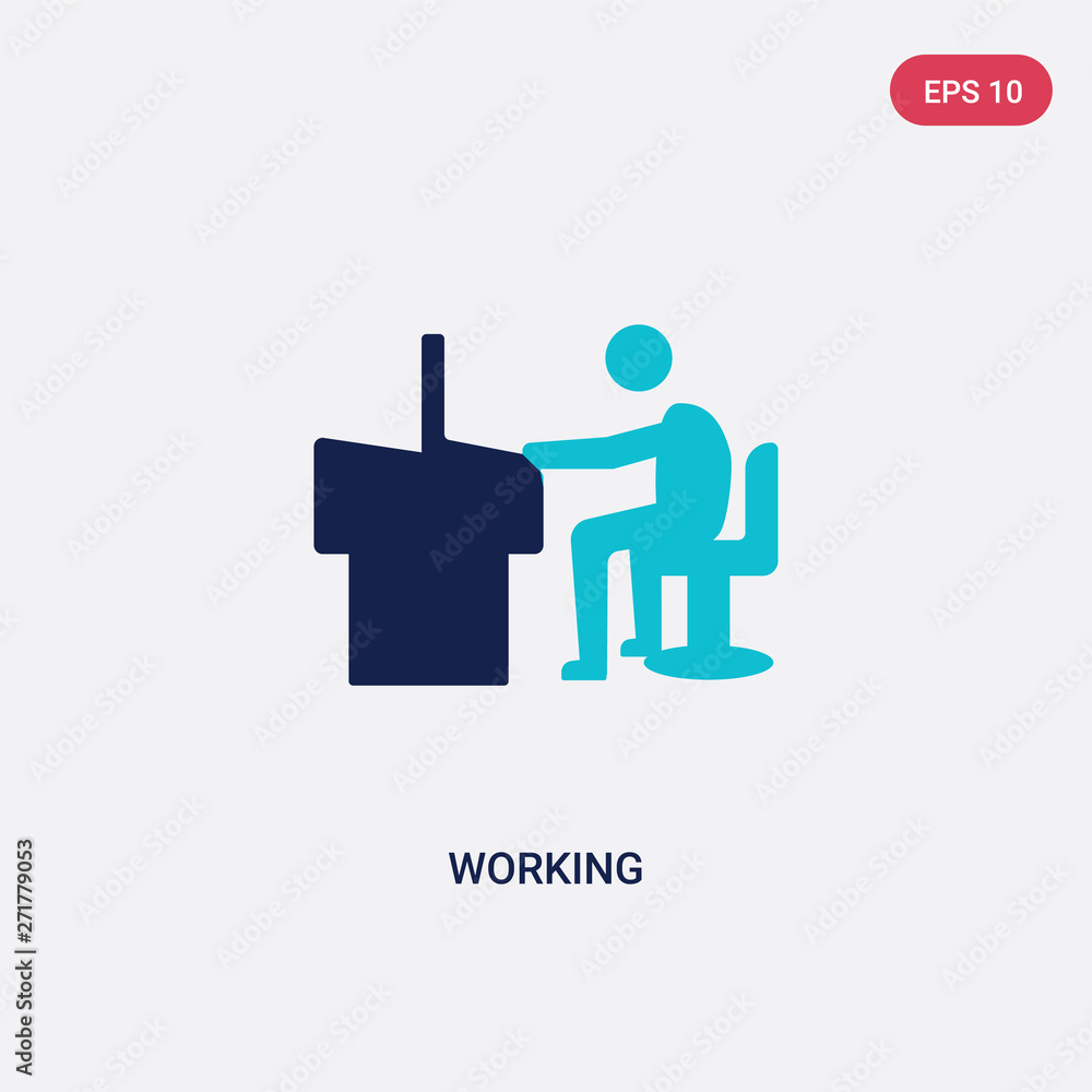 two color working vector icon from human resources concept. isolated blue working vector sign symbol can be use for web, mobile and logo. eps 10