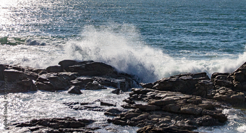 Fototapeta premium waves crashing on the rocks