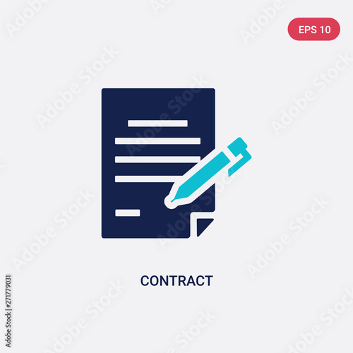 two color contract vector icon from human resources concept. isolated blue contract vector sign symbol can be use for web, mobile and logo. eps 10