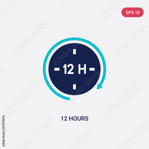 two color 12 hours vector icon from human resources concept. isolated blue 12 hours vector sign symbol can be use for web, mobile and logo. eps 10