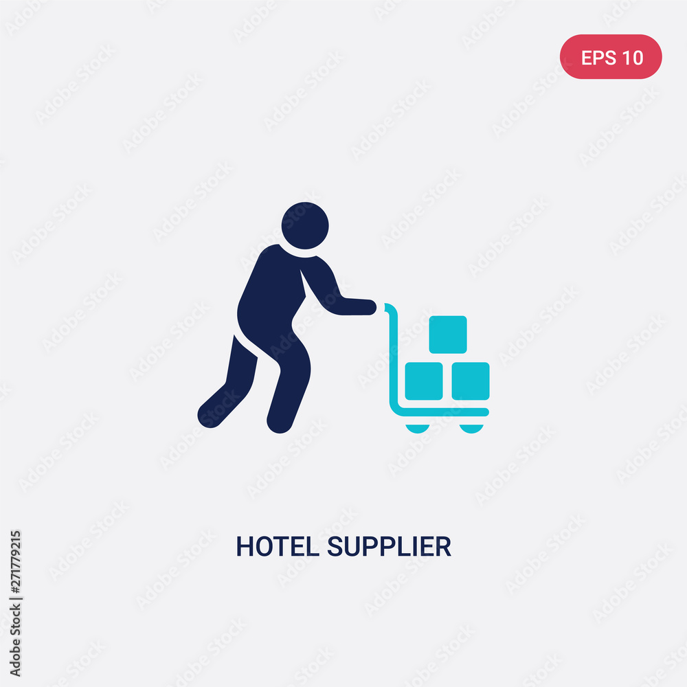 two color hotel supplier vector icon from humans concept. isolated blue hotel supplier vector sign symbol can be use for web, mobile and logo. eps 10