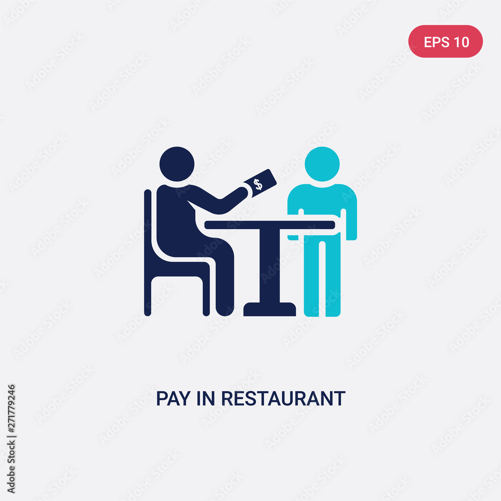 two color pay in restaurant vector icon from humans concept. isolated blue pay in restaurant vector sign symbol can be use for web, mobile and logo. eps 10