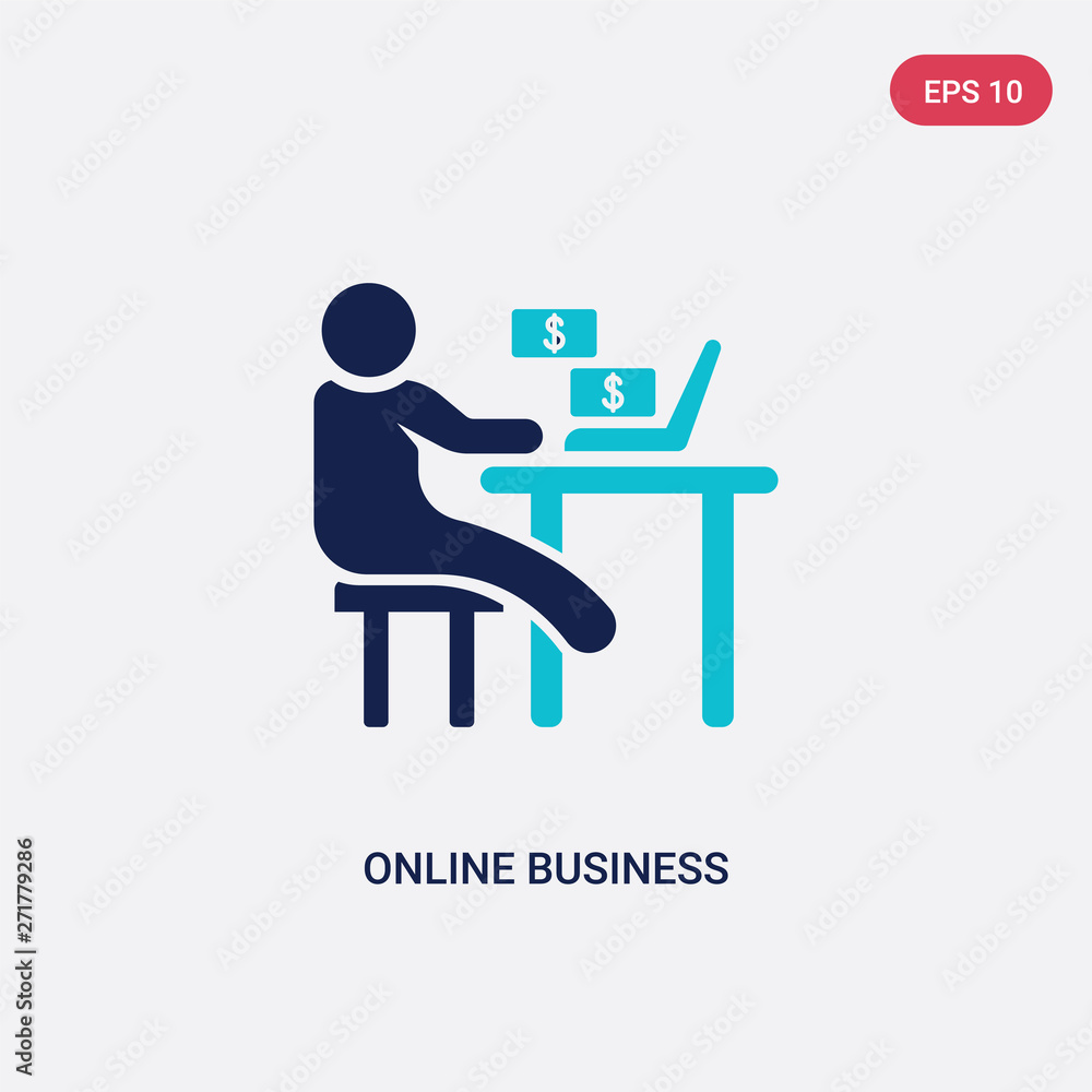two color online business vector icon from humans concept. isolated blue online business vector sign symbol can be use for web, mobile and logo. eps 10
