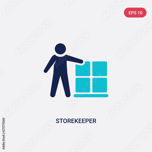 two color storekeeper vector icon from humans concept. isolated blue storekeeper vector sign symbol can be use for web, mobile and logo. eps 10