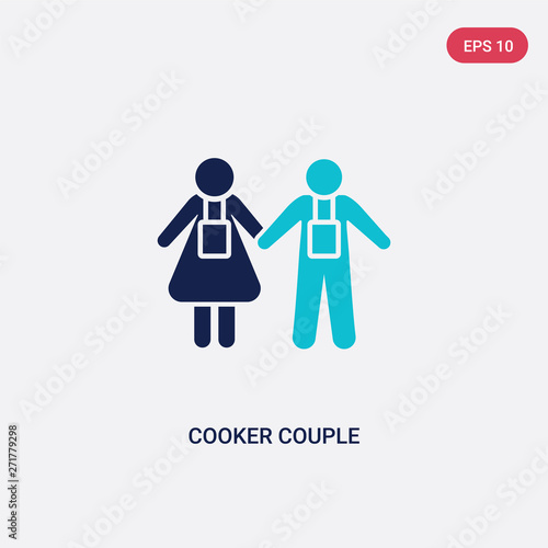 two color cooker couple vector icon from humans concept. isolated blue cooker couple vector sign symbol can be use for web  mobile and logo. eps 10