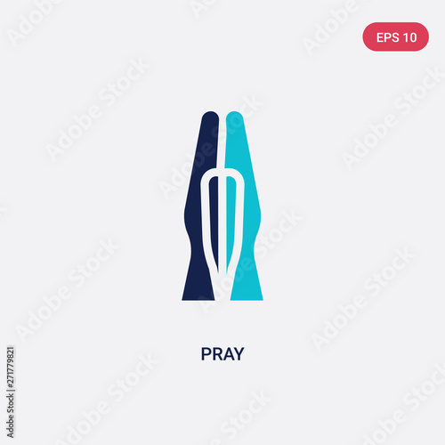 two color pray vector icon from india and holi concept. isolated blue pray vector sign symbol can be use for web, mobile and logo. eps 10