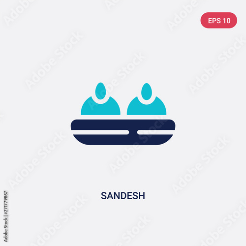 two color sandesh vector icon from india and holi concept. isolated blue sandesh vector sign symbol can be use for web, mobile and logo. eps 10 photo