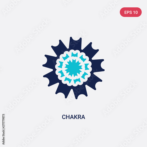 two color chakra vector icon from india and holi concept. isolated blue chakra vector sign symbol can be use for web, mobile and logo. eps 10