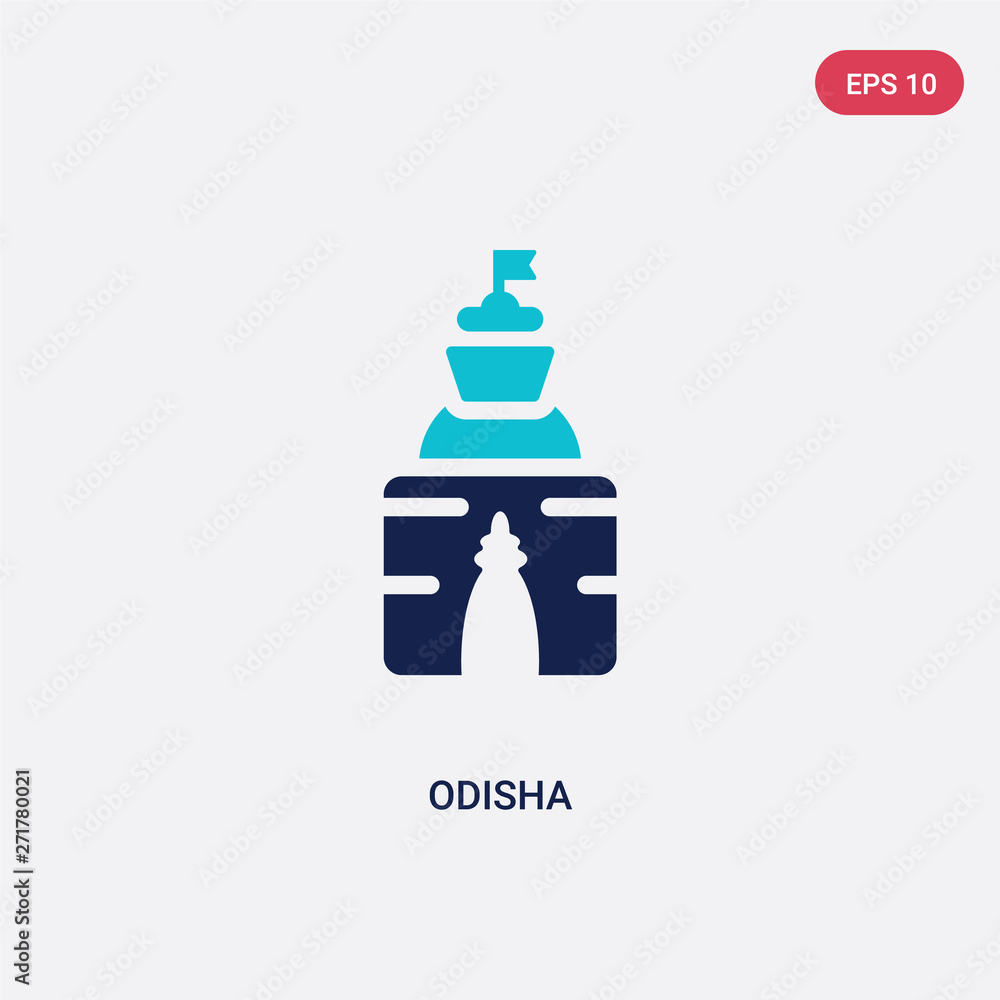 two color odisha vector icon from india concept. isolated blue odisha vector sign symbol can be use for web, mobile and logo. eps 10