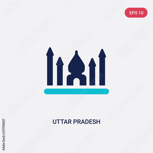 two color uttar pradesh vector icon from india concept. isolated blue uttar pradesh vector sign symbol can be use for web, mobile and logo. eps 10