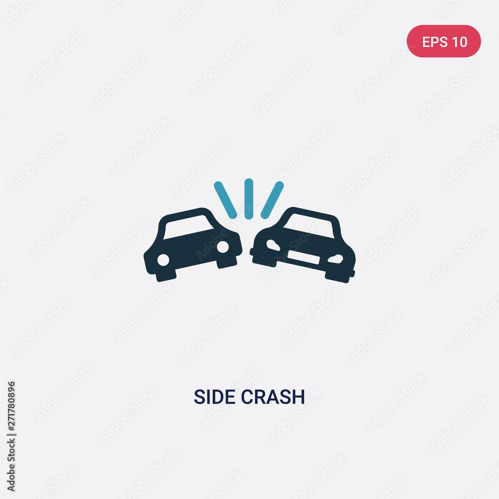 two color side crash vector icon from insurance concept. isolated blue side crash vector sign symbol can be use for web, mobile and logo. eps 10