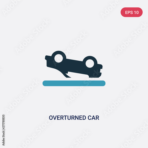 two color overturned car vector icon from insurance concept. isolated blue overturned car vector sign symbol can be use for web, mobile and logo. eps 10