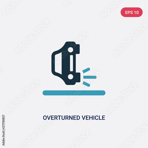 two color overturned vehicle vector icon from insurance concept. isolated blue overturned vehicle vector sign symbol can be use for web, mobile and logo. eps 10