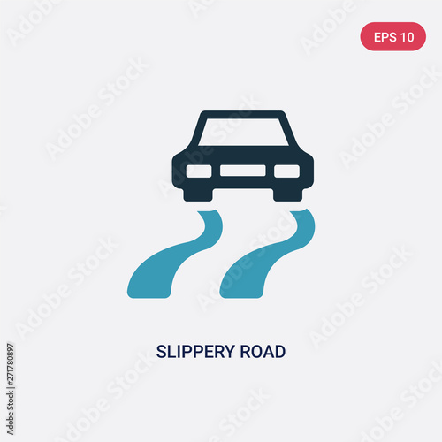 two color slippery road vector icon from insurance concept. isolated blue slippery road vector sign symbol can be use for web, mobile and logo. eps 10